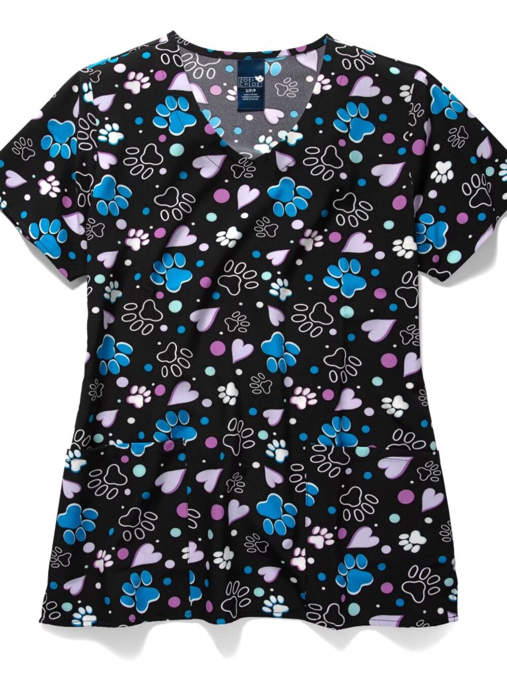 Zoe+Chloe Performance V-Neck Print Scrub Top
